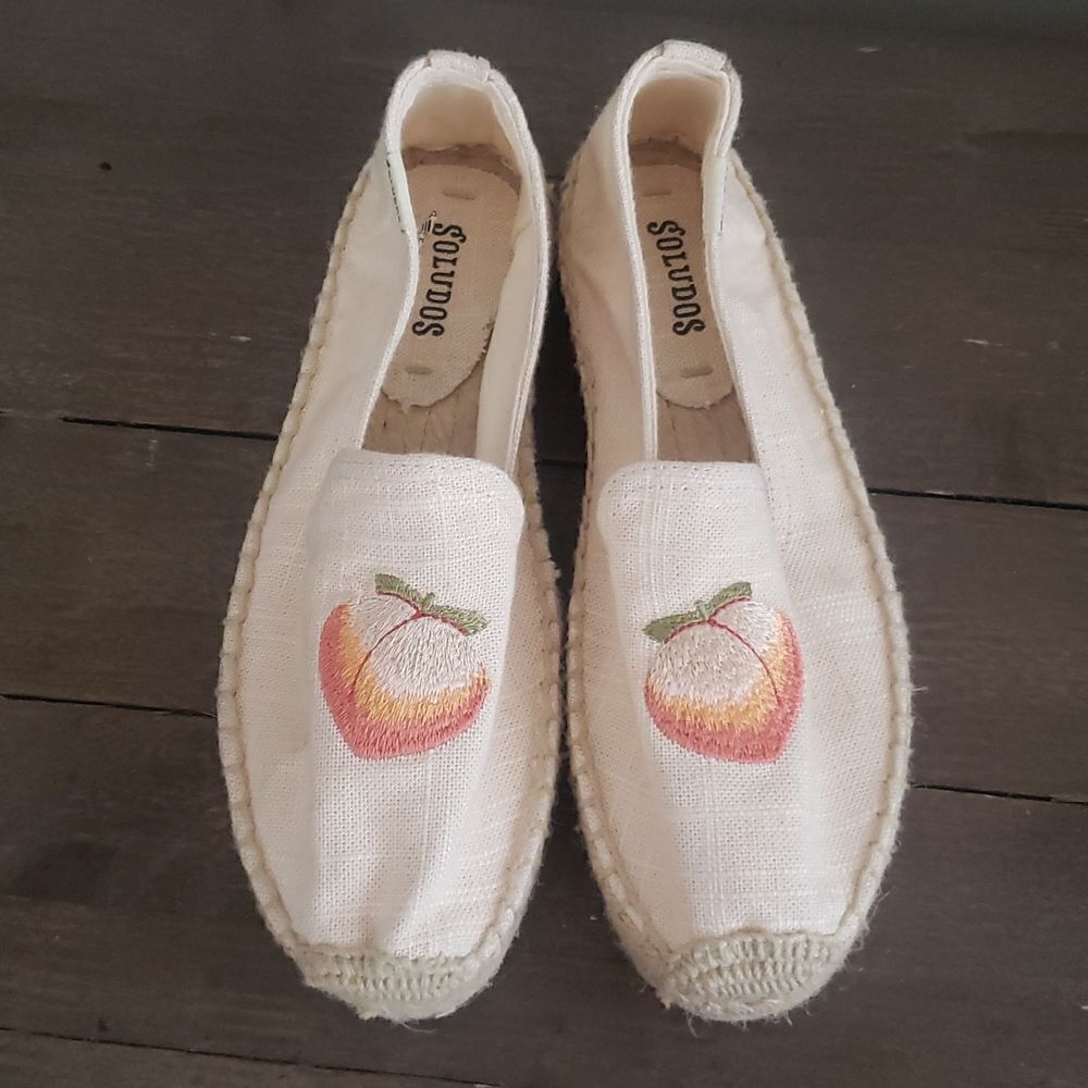Soludos Peach Embroidered Espadrilles Sand Size 6 NEW